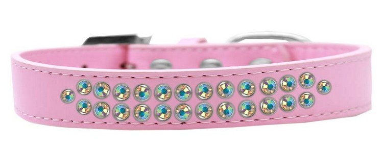 Two Row AB Crystal Size 14 Light Pink Dog Collar